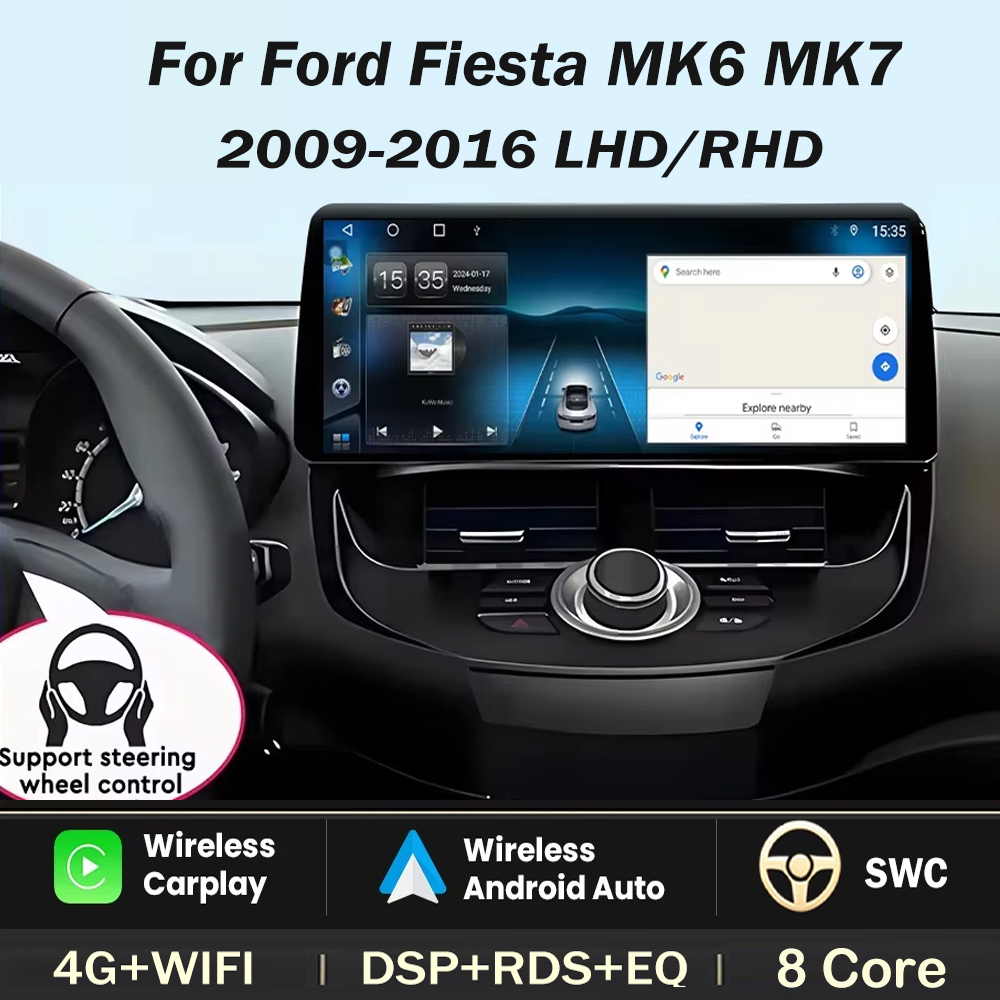 Ddr5 8Gb - 12,3 inç-Ford-Fiesta-MK6-MK7-2009-2010-2011---2016-Sol-Sağ-Sürücü-Koltuğu-Multimedya-Video-Oynatıcı-Araç-Radyosu-Android-GPS-kablosuz-Carplay